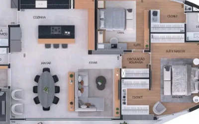 Planta 148m2 Apartamento de 3 suítes, com 3 vagas, à venda por R$2.200.000,00, no Edifício Residencial Miró, no Vale do Sereno, Nova Lima
